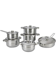 Buy 12 Piece Stainless Steel Stock Pot Frying Pan Cookware Set in Saudi Arabia
