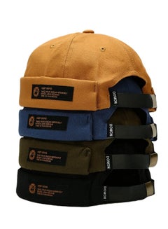 Buy SYOSI Vintage Docker Cap Brimless Hat, Cotton Brimless Cap Retro Docker Caps Beanie Skull Cap Adjustable Brimless Hip hop Hats (4 Pcs) in UAE
