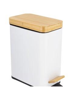 اشتري Orchid 5L Rect Bamboo Lid Pedal Dustbin Wastebasket For Bathroom Garbage Container Bin with Removable Inner Bucket for Bedroom Kitchen Trash Bin for Toilet Anti-Fingerprint Matt Finish With في الامارات