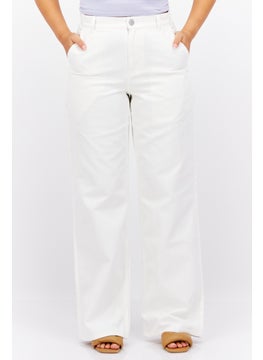 اشتري Women Regular Fit Plain Non Stretchable Denim, White في الامارات