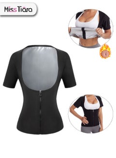 Buy Sauna Suit for Women Weight Loss Sauna Shirt for Women Sweat Suit Waist Trainer Vest Fitness Body Shaper Zipper in UAE