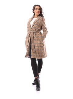 Buy Beige Long Sleeve Patterned Winter Coat_Beige in Egypt