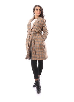 اشتري Beige Long Sleeve Patterned Winter Coat_Beige في مصر