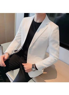 Buy 2023 Mens Slim Waffle Blazer Korean Casual Autumn JacketWhite White in Saudi Arabia