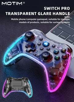 Buy Wireless Switch Pro Controller for Nintendo Switch Controller/Lite/OLED, LED Wired Windows PC Gamepad-Wireless iOS/Android Remote with Cool RGB Light Programmable, Turbo, Vibration in UAE