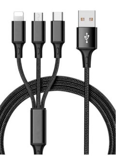 Buy Nylon Braided 3 In 1 Fast Charging Cable For Iphone , Samsung , Huawei , Oppo , And Tables in UAE