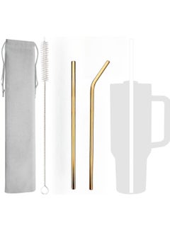 Buy 2 Pack Stainless Steel Straw Replacement 40 oz for Stanley Adventure Travel Tumbler, Reusable Straws with Cleaning Brush Compatible with Stanley 40oz Stanley Cup Tumbler in UAE