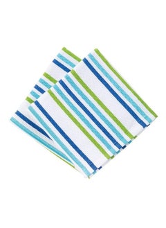 Buy Set Of 2 Striped Dish Cloth White/Blue/Green 17cm in Saudi Arabia