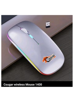 Buy Cougar LED Wireless Mouse(1400), Rechargeable Slim Silent 2.4G Portable Optical Office Mouse with USB & 3 Adjustable DPI for Notebook, PC, Laptop, Computer, Desktop (GREY) in Egypt