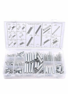 اشتري 200 Pieces Zinc Plated Spring Assortment Kit, Compression Spring Tension Spring Transparent PP Plastic Box 20 Kinds of Size Extension and Compression Spring Repair Tool Replacement Kit في الامارات