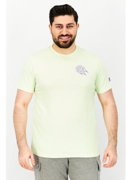 Buy Men Sportswear Fit Crew Neck Short Sleeve Brand Logo T-Shirt, Green in UAE