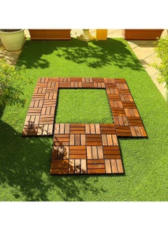 Buy Pack of 10 Wooden Floor Tiles 30x30x3cm Wood Decking Tiles in UAE