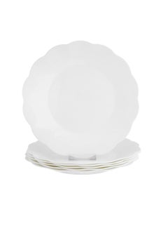 Buy Arcopal Plate 6 Pieces Plain White Color 25.5 cm in Saudi Arabia