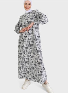 Buy Floral Print Puff Sleeve Dress in UAE