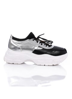 Buy Casual Chunkey Sneakers - Black, Silver & White in Egypt