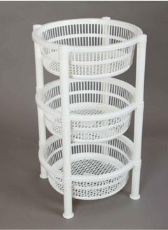 اشتري 3 layers plastic vegetable storage   White circular basket rack  39 * 60 cm في السعودية