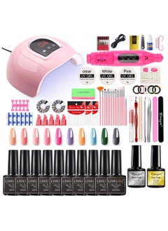 Buy COOLBABY Gel Nail Polish Kit with UV Light 54W Nail Lamp 10 Colors Nuetral Pink Glitter Gel Nail Polish Kit Grinding Machine Nail Polish Tool Set Manicure Tools in UAE