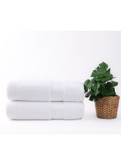 Buy White Rose 2-Piece Towel Set, 100% Premium Cotton 550 GSM Superior Quality, Quick Dry Highly Absorbent Thick Bathroom Soft Hotel Towels for Bath And Spa, Towel Set Includes 2 Bath Sheet (85x170 cm)White in Saudi Arabia