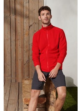 Buy Men Sportswear Fit Performance Jacket, Red in UAE