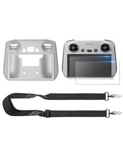 Buy Remote Control Silicone Cover for DJI Mini 3 Pro, Tempered Glass Screen Protector, Anti-Slip Accessories with Screen Dust Cover, HD Tempered Film, Remote Control Lanyard Shoulder Strap in UAE