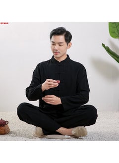 اشتري Unisex Cotton Linen Zen Meditation Suit Black long sleeves// 90% off treatments في السعودية