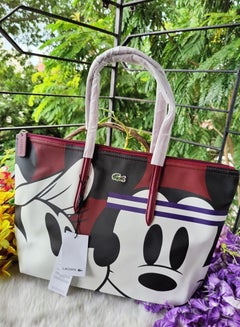 Buy Lacoste Women's L12.12 Concept Fashion Versatile Large Capacity Zipper Handbag Tote Bag Shoulder Bag Large Size Printed Mickey Mouse Co branded Style in Saudi Arabia