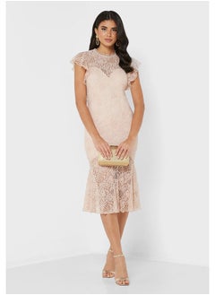 Buy Flutter Sleeve Lace Insert Dress in Egypt