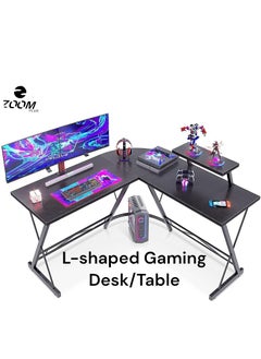 Buy L-Shaped Desk Computer Corner Table 51 Inch Home Gaming Desk Office Writing Workstation With Large Monitor Stand Space-Saving Easy To Assemble 51X18.2X29.5 Inch Black in Saudi Arabia