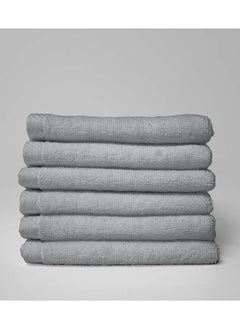 اشتري 6 Pieces Face Towel by La'Marvel, Grey 600 GSM 100% Cotton Hotel Towels في السعودية