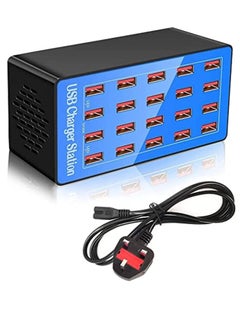 Buy 20-Port Multi Ports USB Charger, 100W Multi-USB Charging Station, Multi-Port USB Charger with Smart Detection to charge smartphones, tablets and other USB devices. in UAE