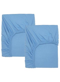 Buy Fitted Sheet For Cot Light Blue 60X120 Cm in Saudi Arabia