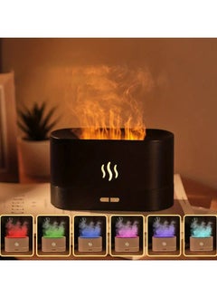 Buy Air humidifier and electronic diffuser with flame effect, consisting of 7 colors (black) in Saudi Arabia