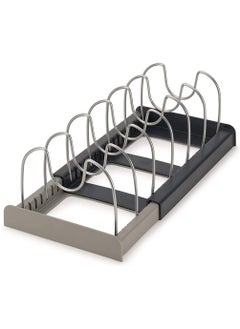 Buy Pan Pot Lid Rack Organizer, Kitchen 7 Tiers Adjustable Stainless Steel Compartments Holder with 2 DIY Methods for Kitchen Cabinet and Counter Hanging Storage Shelf – Expandable Length up to 22inches in Saudi Arabia