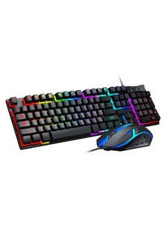 Buy Wired Rainbow Backlight Keyboard and 1200 dpi Mouse Set, LED Backlit, Floating Keycaps with Breathing Lights Effect, Plug and Play | Compatible with PC/Laptop/Mac in UAE