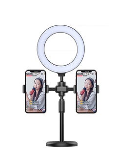 Buy TNW Ring Light Selfie Dimmable Desktop Lamp 6inch Dual Phone Stand Circle Light for Camera Vlogging with 3 Different Color Fill Lights Makeup Beauty Light in Saudi Arabia