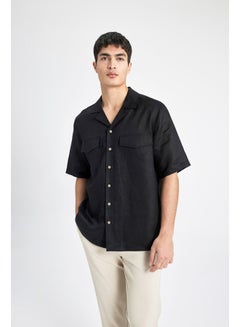 Buy Man Smart Casual Relax Fit Resort Neck Woven Short Sleeve Shirt in Egypt