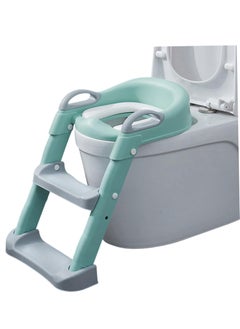 اشتري Children's Folding Potty Training Toilet with Handle and Step Adjustable Children's Step Toilet Green Toilet Seat في السعودية