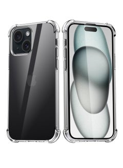 Buy iPhone 15 Case Clear Soft Flexible TPU Anti-Shock Slim Transparent Back Cover with Reinforced Bumper Corners Shockproof Protective Cover fpr Apple iPhone 15 6.1 Inch in UAE