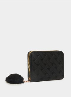 Buy Textured Wallet with Pompom Accent in Saudi Arabia