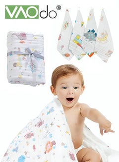 Buy 5 PCS Baby Washcloth and Bath Towel 6-layer Fine Weaving Process Skin-friendly Antibacterial 100% Cotton Gauze Baby Towel Blanket*1PCS and Towel*5PCS in Saudi Arabia