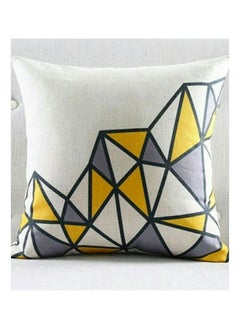 Buy Decorative Cushion Cover White/Grey/Yellow 45x45centimeter in UAE