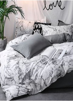 Buy Various Sizes Bedding Set without filler Marble Design Grey Color in UAE