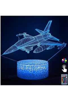 اشتري Creative 3D Airplane Multicolor Night Light  USB Colorful Color Phantom LED Children's Room Decoration Bedside Table Lamp  Touch Switch And Remote Control Fighter Toy Bedside Lamp  Best Christmas Gift في الامارات