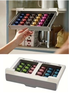 اشتري Space Saving Capsule Coffee Pod Holder - No Drilling Required, Wall Mounted Organizer with Drawer for Kitchen and Office في الامارات