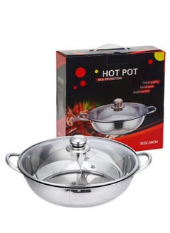 Buy Stainless Steel Thickened Induction Cooker Binaural Hot Pot Shabu with Lid Mandarin Duck Pot(28cm) in UAE