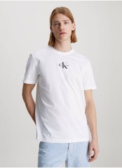 Buy Men's Cotton Monogram T-Shirt -  cotton jersey, White in UAE