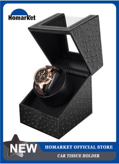 Buy Automatic Watch Winder, Black Leather Watch Winder with Quiet Japanese Motor, AC Adapter Powered, Black Elasticity Pillow Suitable Lady and Man Watches in UAE