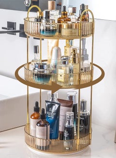 Buy Rotating Makeup Organizer for Vanity 3 Tier, High-Capacity Skincare Clear Make Up Storage Perfume Organizers Cosmetic Dresser Organizer Countertop 360 Spinning in Saudi Arabia