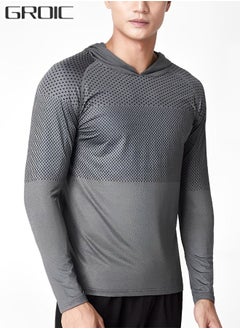 Buy Men's Sun Protection Long Sleeve T-Shirt Performance Running Shirts with hood,Gym Workout Active Long Sleeve Pullover Lightweight Hoodie Casual Hooded Sweatshirts in UAE