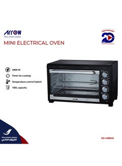 Buy 100 L, 2800W, Mini Electric Oven, 12kg | Rotisserie & Convection | Black color | Inside lamp | 2800W Power | A special knob to Control Temperature 100-250 °C | Model Name: RO-100EOW in Saudi Arabia
